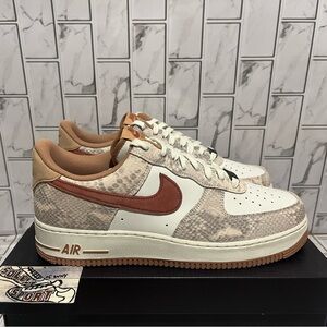 New Nike Air Force 1 07 LV8 Canyon Rust Snakeskin Leather Low Mens 11